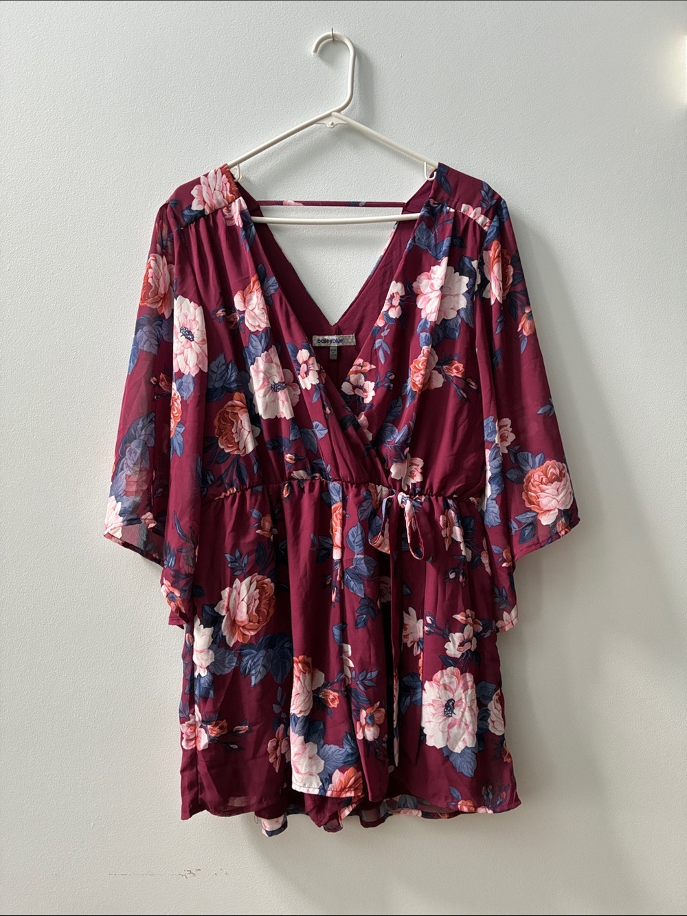 Bailey Blue Maroon Floral V-Neck Romper